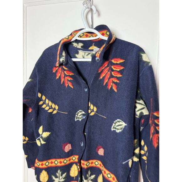 Vintage Fashion Bug Fleece Jacket Blue Leaf Cottagecore Gremlincore Goblincore S - Picture 2 of 7
